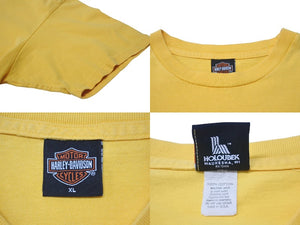 Harley Davidson ハーレーダビットソン ヴィンテージ 半袖Tシャツ American Tradition コットン イエロー サイズXL 美品 中古 4b001490