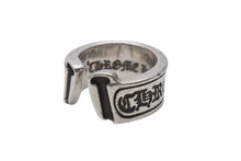 画像をギャラリービューアに読み込む, CHROME HEARTS クロムハーツ ラージ スクロース ラベル リング 18号 重量約18.4g シルバー925 美品 中古 4b001499 