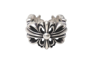 CHROME HEARTS クロムハーツ ダブルフローラルクロスリング 指輪 サイズ19号 重量約15.6g シルバー925 美品 中古 4c001507 