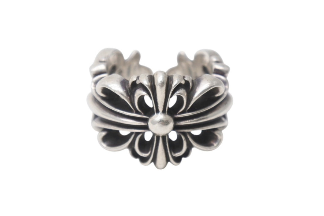 CHROME HEARTS クロムハーツ ダブルフローラルクロスリング 指輪 サイズ19号 重量約15.6g シルバー925 美品 中古 4c001507 