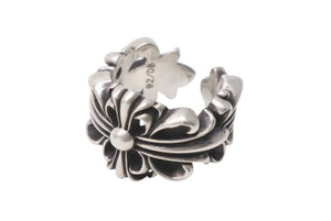 CHROME HEARTS クロムハーツ ダブルフローラルクロスリング 指輪 サイズ19号 重量約15.6g シルバー925 美品 中古 4c001507 