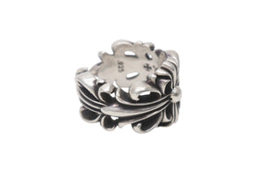 CHROME HEARTS クロムハーツ ダブルフローラルクロスリング 指輪 サイズ19号 重量約15.6g シルバー925 美品 中古 4c001507 