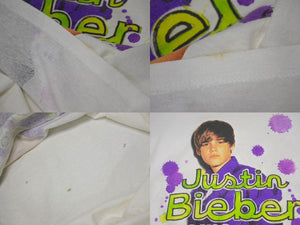 VINTAGE ヴィンテージ Justin Bieber ジャスティンビーバー 半袖Tシャツ コットン ホワイト パープル サイズL 美品 中古 4b001533