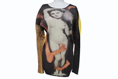 極美品 ISSEY MIYAKE イッセイミヤケ PLEATSPLEASE プリーツプリーズ カットソー PP04-JK702 サイズ3 森村泰昌 96AW ゲストアーティスト 中古 4b001591