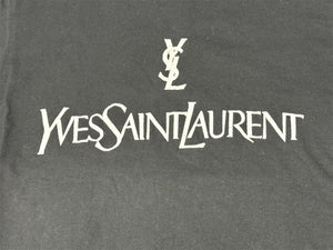 新品未使用 YVES SAINT LAURENT イヴサンローラン 半袖Tシャツ サイズM ロゴプリント ブラック グレー コットン 中古 4b001599