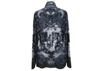Load image into Gallery viewer, JEAN PAUL GAULTIER CLASSIQUE ジャンポールゴルチェ クラシック 中世柄 ジョーゼットブラウス シャツ ブラック サイズ40 美品 中古 4b001600