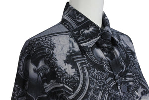 JEAN PAUL GAULTIER CLASSIQUE ジャンポールゴルチェ クラシック 中世柄 ジョーゼットブラウス シャツ ブラック サイズ40 美品 中古 4b001600