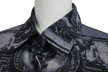 Load image into Gallery viewer, JEAN PAUL GAULTIER CLASSIQUE ジャンポールゴルチェ クラシック 中世柄 ジョーゼットブラウス シャツ ブラック サイズ40 美品 中古 4b001600