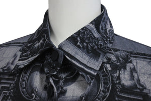 JEAN PAUL GAULTIER CLASSIQUE ジャンポールゴルチェ クラシック 中世柄 ジョーゼット ブラウス ブラック サイズ40 美品 中古 4b001600 