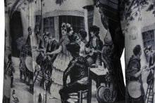 Load image into Gallery viewer, JEAN PAUL GAULTIER CLASSIQUE ジャンポールゴルチェ クラシック 中世柄 ジョーゼットブラウス シャツ ブラック サイズ40 美品 中古 4b001600
