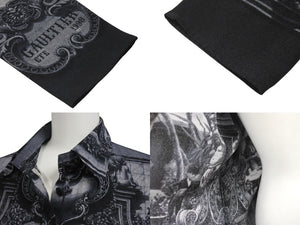 JEAN PAUL GAULTIER CLASSIQUE ジャンポールゴルチェ クラシック 中世柄 ジョーゼットブラウス シャツ ブラック サイズ40 美品 中古 4b001600