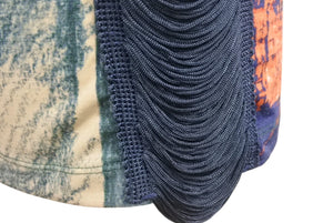 JEAN PAUL GAULTIER JPG ジャンポールゴルチエ パリス パワーネット 半袖トップス フリンジ 総柄 ネイビー サイズ40 美品 中古 4b001602
