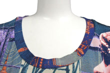 Load image into Gallery viewer, JEAN PAUL GAULTIER JPG ジャンポールゴルチエ パリス パワーネット 半袖トップス フリンジ 総柄 ネイビー サイズ40 美品 中古 4b001602