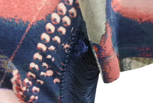 JEAN PAUL GAULTIER JPG ジャンポールゴルチエ パリス パワーネット 半袖トップス フリンジ 総柄 ネイビー サイズ40 美品 中古 4b001602