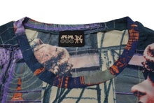 Load image into Gallery viewer, JEAN PAUL GAULTIER JPG ジャンポールゴルチエ パリス パワーネット 半袖トップス フリンジ 総柄 ネイビー サイズ40 美品 中古 4b001602