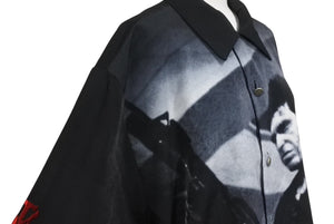 SCARFACE スカーフェイス 両面プリントオープンカラーシャツ アルパチーノ トニーモンタナ ブラック ホワイト サイズM 美品 中古 4b001606