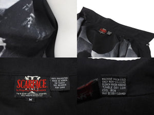 SCARFACE スカーフェイス 両面プリントオープンカラーシャツ アルパチーノ トニーモンタナ ブラック ホワイト サイズM 美品 中古 4b001606