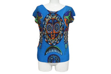 Load image into Gallery viewer, 極美品 me ISSEY MIYAKE ミーイッセイ ミヤケ プリーツカットソー Tシャツ MI53FK377 ブルー オレンジ グリーン 中古 4b001613