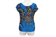 Load image into Gallery viewer, 極美品 me ISSEY MIYAKE ミーイッセイ ミヤケ プリーツカットソー Tシャツ MI53FK377 ブルー オレンジ グリーン 中古 4b001613