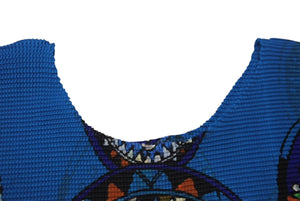極美品 me ISSEY MIYAKE ミーイッセイ ミヤケ プリーツカットソー Tシャツ MI53FK377 ブルー オレンジ グリーン 中古 4b001613