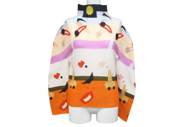 極美品 me ISSEY MIYAKE ミー イッセイミヤケ FUKUWARAI 福笑い 長袖トップス MI13FJ621 フリーサイズ プリーツ ハイネック 中古 4b001616