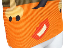 極美品 me ISSEY MIYAKE ミー イッセイミヤケ FUKUWARAI 福笑い 長袖トップス MI13FJ621 フリーサイズ プリーツ ハイネック 中古 4b001616