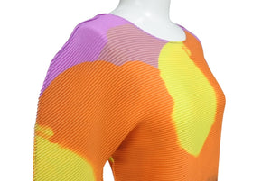 新品同様 me ISSEY MIYAKE ミー イッセイミヤケ ライトエフェクト プリーツ カットソー マルチカラー ポリエステル MI43FJ762 サイズF 中古 4b001619