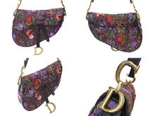 Load image into Gallery viewer, 極美品 Christian Dior クリスチャンディオール サドルバッグ ワンショルダーバッグ 02-MA-0198 ボタニカル柄 花柄 刺繍 ブラック 中古 4b001649