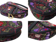 Load image into Gallery viewer, 極美品 Christian Dior クリスチャンディオール サドルバッグ ワンショルダーバッグ 02-MA-0198 ボタニカル柄 花柄 刺繍 ブラック 中古 4b001649