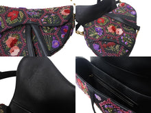 Load image into Gallery viewer, 極美品 Christian Dior クリスチャンディオール サドルバッグ ワンショルダーバッグ 02-MA-0198 ボタニカル柄 花柄 刺繍 ブラック 中古 4b001649