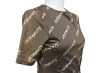 Load image into Gallery viewer, VETEMENTS ヴェトモン ワンピース ロゴ トップス イタリア製 ポリアミド エラスタン ブラウン サイズS 美品 中古 4b001660