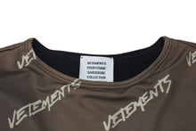 Load image into Gallery viewer, VETEMENTS ヴェトモン ワンピース ロゴ トップス イタリア製 ポリアミド エラスタン ブラウン サイズS 美品 中古 4b001660