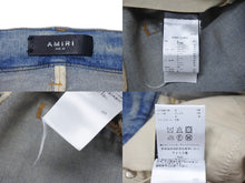 Load image into Gallery viewer, 極美品 AMIRI アミリ デニム RN150712 パッチワーク レザー ダメージ加工 ウォッシュド加工 サイズ32 ブルー 中古 4b001665