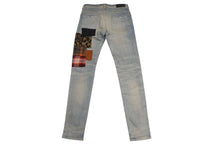 Load image into Gallery viewer, 極美品 AMIRI アミリ デニム RN150712 パッチワーク レザー ダメージ加工 ウォッシュド加工 サイズ32 ブルー 中古 4b001665