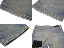 Load image into Gallery viewer, 極美品 AMIRI アミリ デニム RN150712 パッチワーク レザー ダメージ加工 ウォッシュド加工 サイズ32 ブルー 中古 4b001665