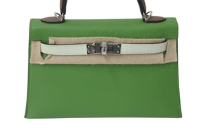 新品未使用 HERMES エルメス ミニケリー２ ハンドバッグ 2WAY トリコロール エプソン W刻 シルバー金具 外縫い 2024年 中古 4b001667
