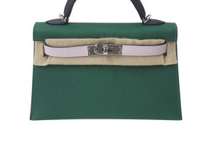 楽天Shopify商品名取込用 新品未使用 HERMES エルメス ミニケリー２ ハンドバッグ 2WAY トリコロール エプソン W刻 シルバー金具 外縫い 2024年 中古 4b001668