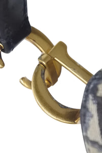 極美品 Christian Dior クリスチャンディオール サドルミニバッグ ハンドバッグ M0456CTZQ オブリーク ネイビー 中古 4b001671