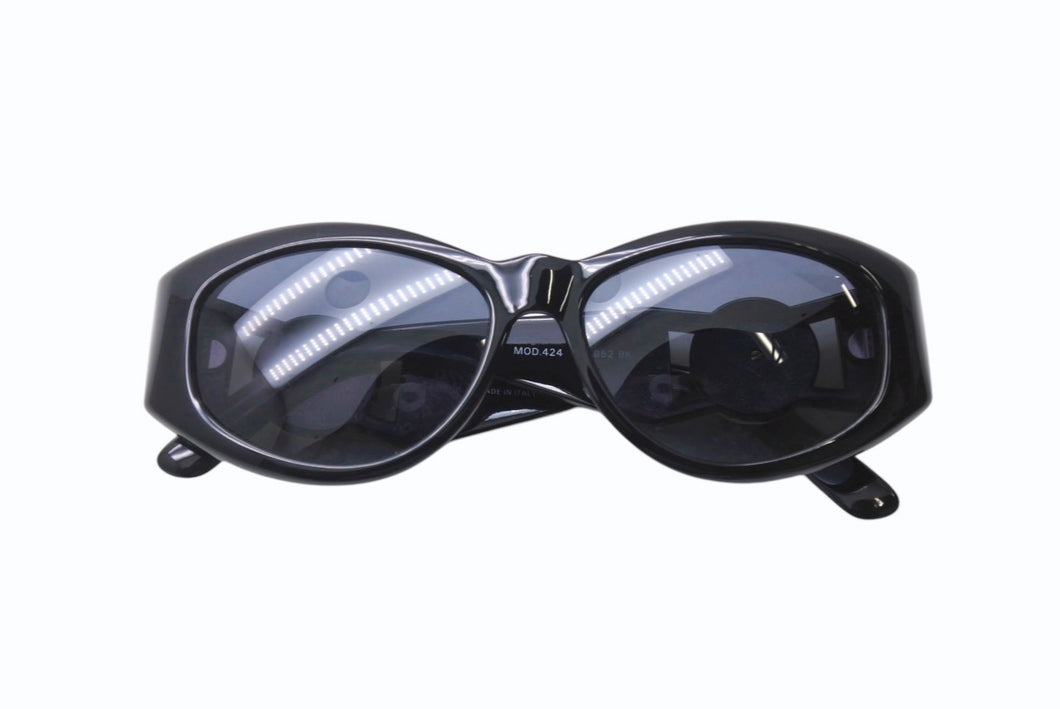GIANNI VERSACE ジャンヌ ヴェルサーチ サングラス MOD424 メデューサ ロゴ プラスチック メタル ブラック 美品 中古 4b001681