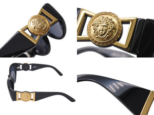 GIANNI VERSACE ジャンヌ ヴェルサーチ サングラス MOD424 メデューサ ロゴ プラスチック メタル ブラック 美品 中古 4b001681