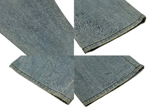 極美品 ROBIN'S JEAN ロビンズジーン ヴィンテージ加工 フレアデニムパンツ D5095 刺繍 スタッズ ライトインディゴ サイズ34 中古 4b001684