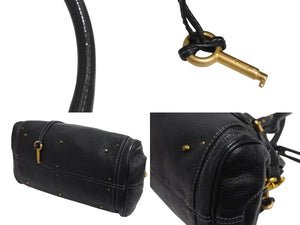 Chloe クロエ パディントン ワンショルダーバッグ ブラック レザー 7ESA02 ロゴ ステッチ ハンドバッグ ゴールド金具 美品 中古 4b001698
