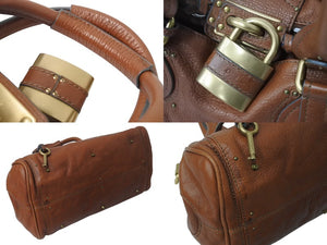 Chloe クロエ パディントン ワンショルダーバッグ ブラウン レザー 7ESA02 ステッチ ハンドバッグ ゴールド金具 美品 中古 4b001704