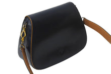 Load image into Gallery viewer, PRADA プラダ ショルダーバッグ 斜め掛けバッグ ロゴ イタリア製 レザー ブラック ブラウン ゴールド金具 美品 中古 4b001706