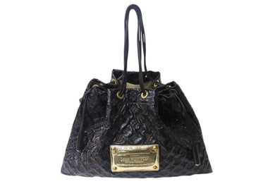 極美品 LOUIS VUITTON ルイヴィトン ショルダーバッグ エルヴィニル スクイーチ 巾着バッグ モノグラム ブラウン ブラック キャンバス ビニール レザー ゴールド金具 中古 4b001707
