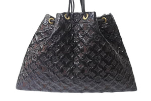 極美品 LOUIS VUITTON ルイヴィトン ショルダーバッグ エルヴィニル スクイーチ 巾着バッグ モノグラム ブラウン ブラック キャンバス ビニール レザー ゴールド金具 中古 4b001707