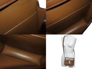 CELINE セリーヌ クラシックボックス ショルダーバッグ カーフスキン ブラウン イタリア製 ゴールド金具 美品 中古 4b001708