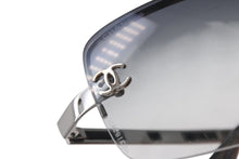 Load image into Gallery viewer, CHANEL シャネル ココマーク ハーフリム サングラス メガネ グラデーション ブラック グレー シルバー サイズ65◻︎15 美品 中古 4b001717