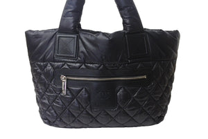 極美品 CHANEL シャネル コココクーン スモールトート ハンドバッグ A48610 16番台 ココマーク ブラック シルバー金具 中古 4b001736