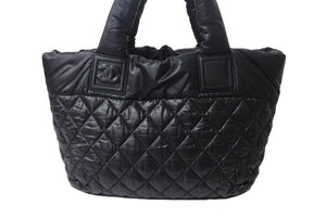 極美品 CHANEL シャネル コココクーン スモールトート ハンドバッグ A48610 16番台 ココマーク ブラック シルバー金具 中古 4b001736